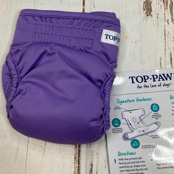 Top Paw Washable Diaper 1PK Purple Sz Small - Picture 9 of 10